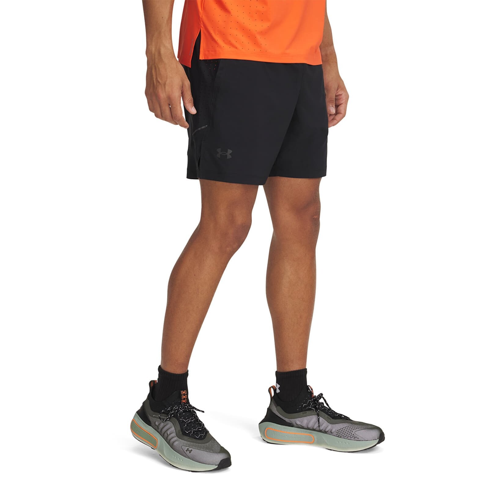 Šortky Under Armour LAUNCH PRO 2n1 7'' SHORTS Black/ Fire/ Reflective XXXL