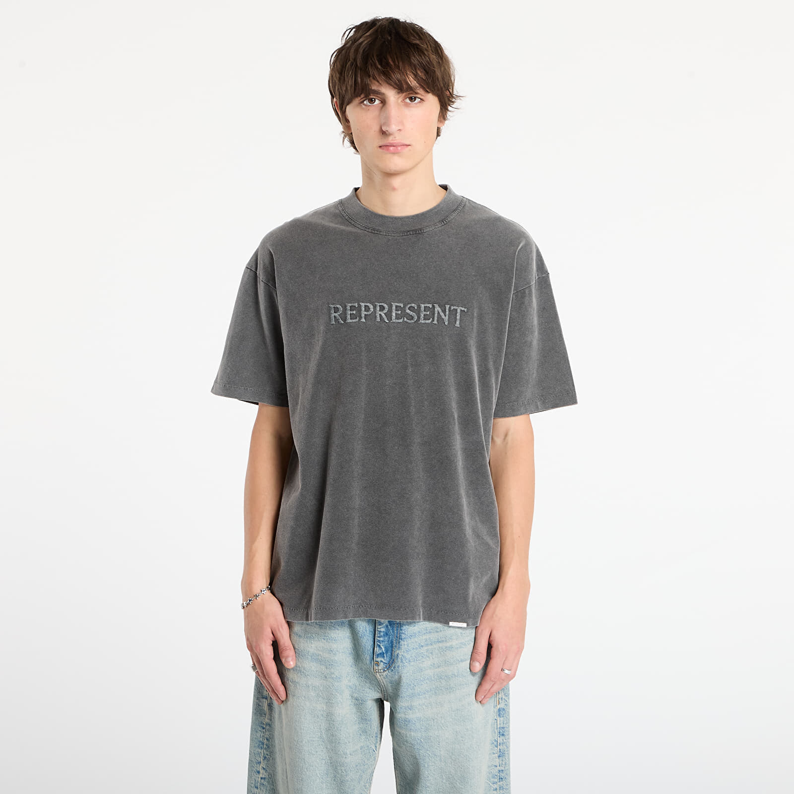 Tričko REPRESENT Embroidered Serif Logo T-Shirt Vintage Grey L