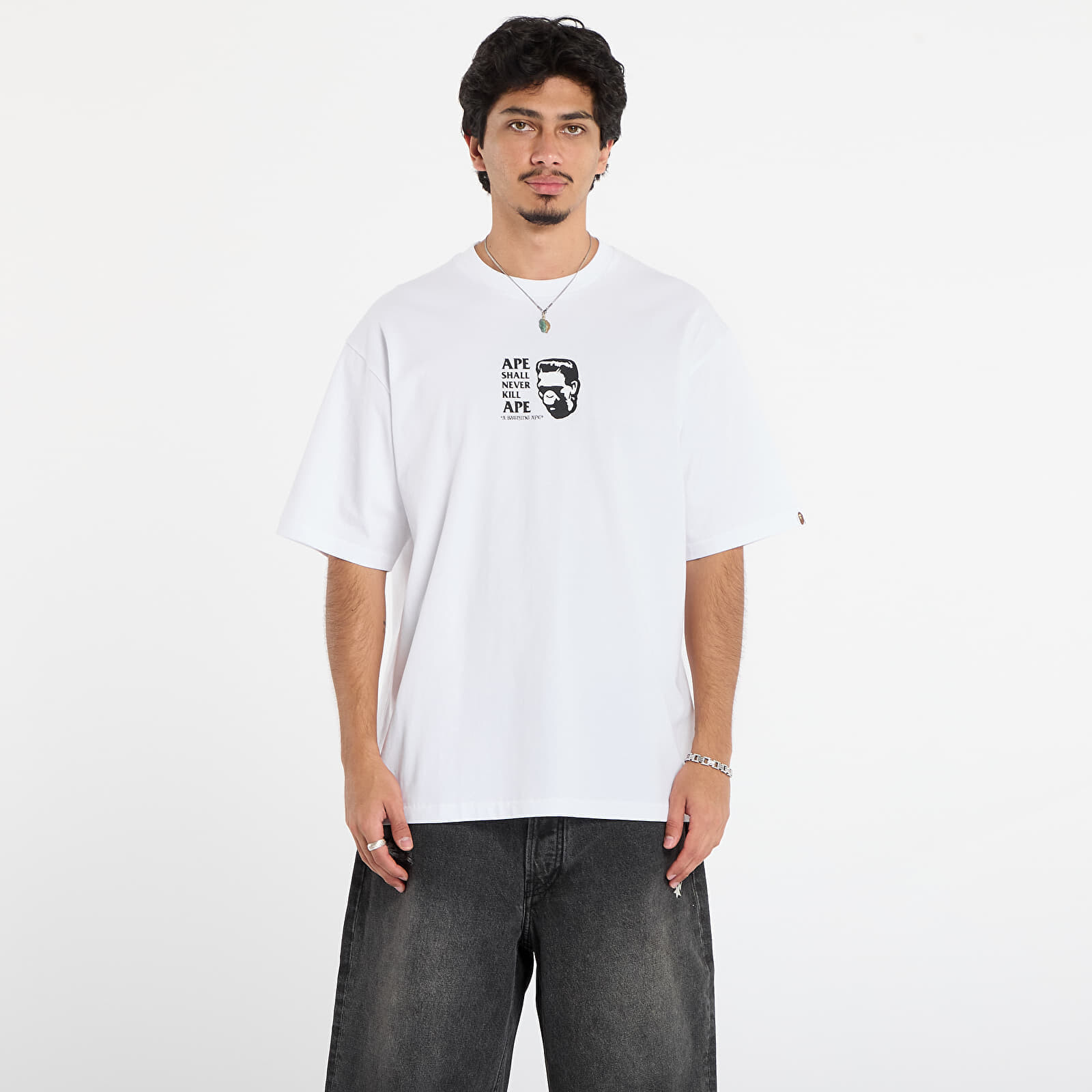 Tričko A BATHING APE Frankenstein Bape Logo Relaxed Fit Tee White S