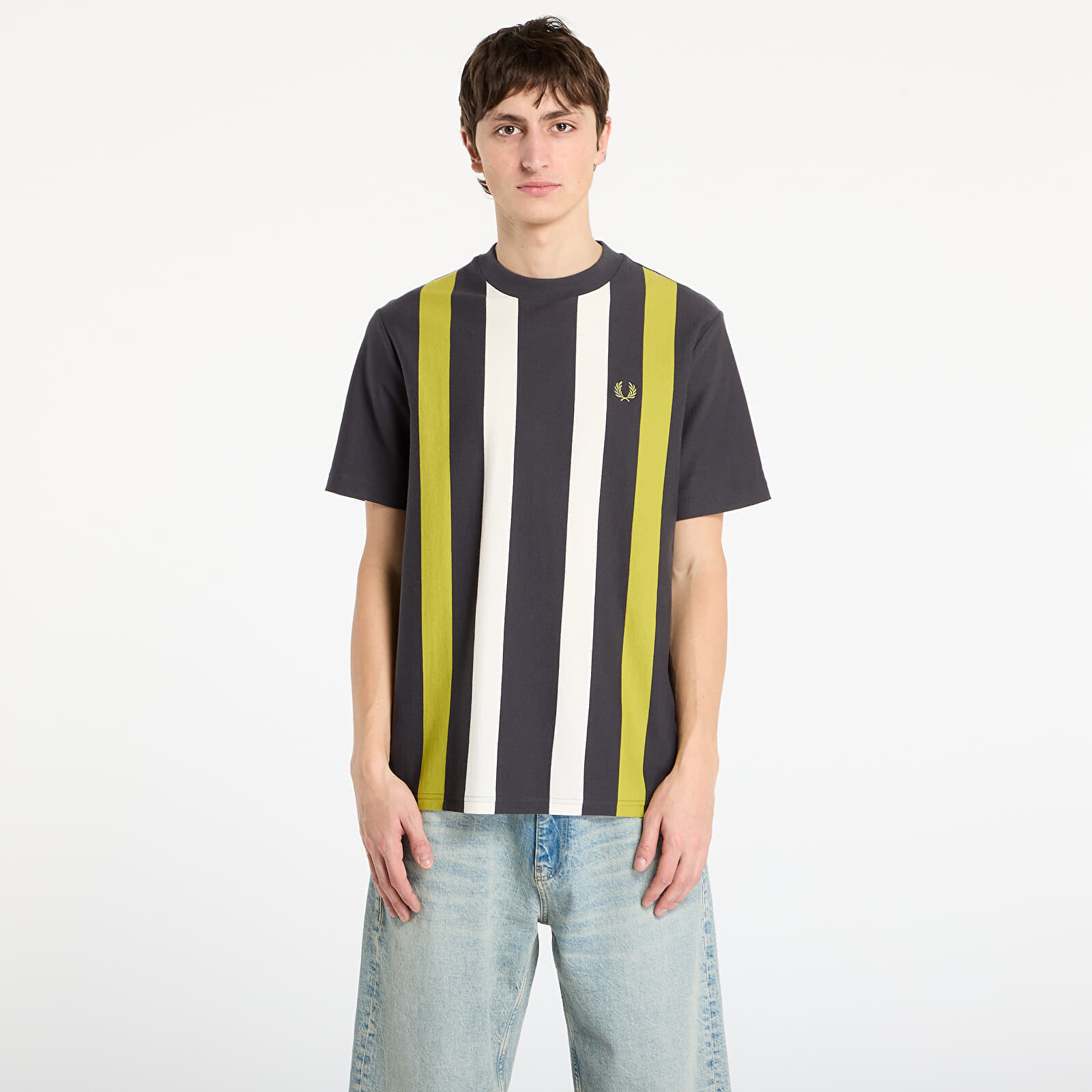 Tričko FRED PERRY Vertical Stripe T-Shirt Anchor Grey M