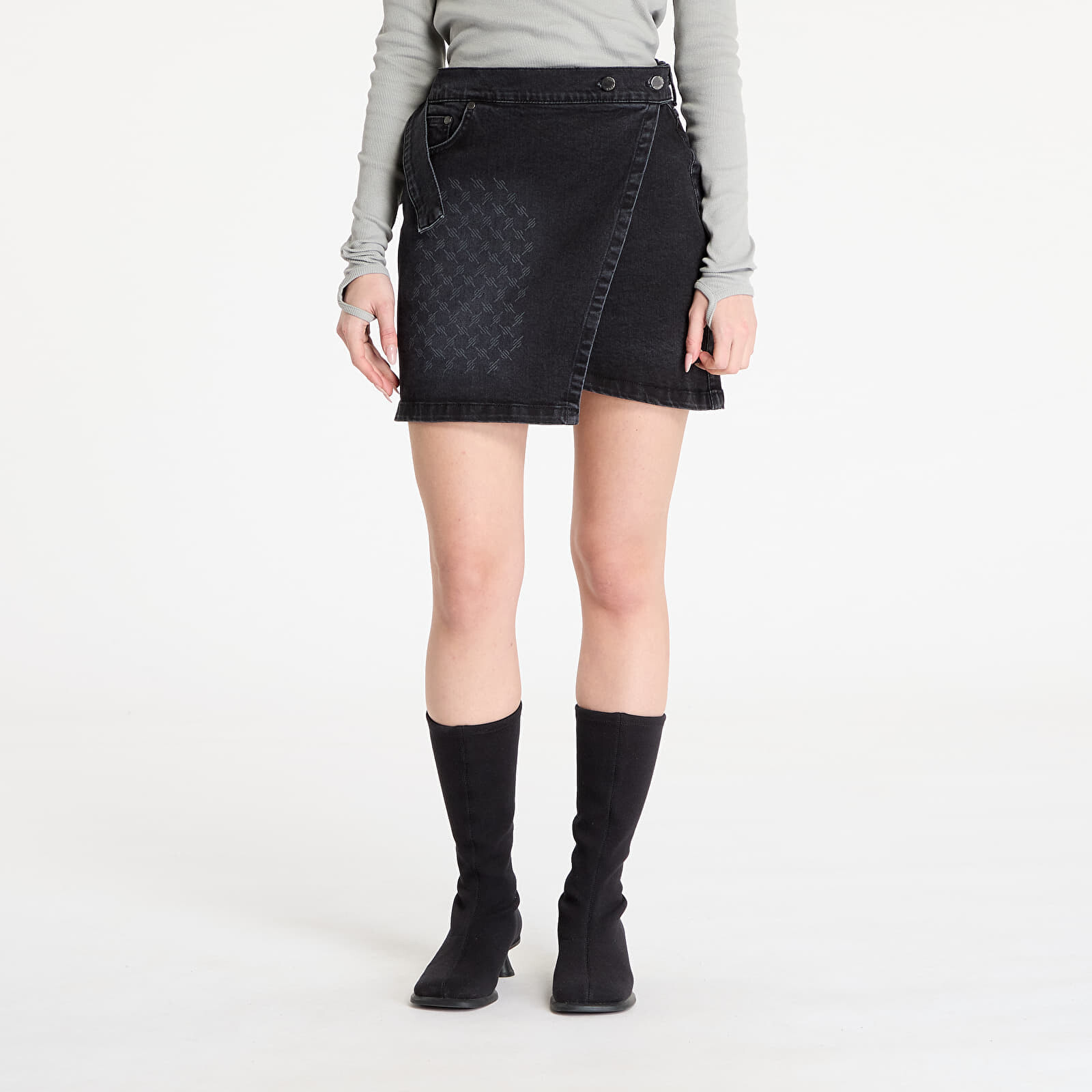 Sukňa Daily Paper Mongram Wrap Denim Skirt Black M