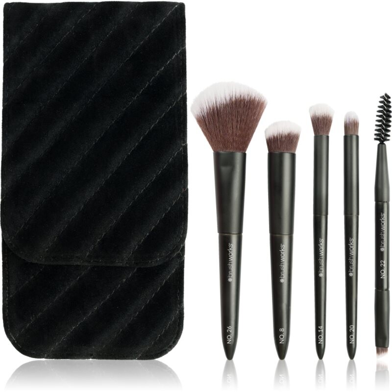 Brushworks Mini Travel Face & Eye Brush Set cestovná sada štetcov s taštičkou