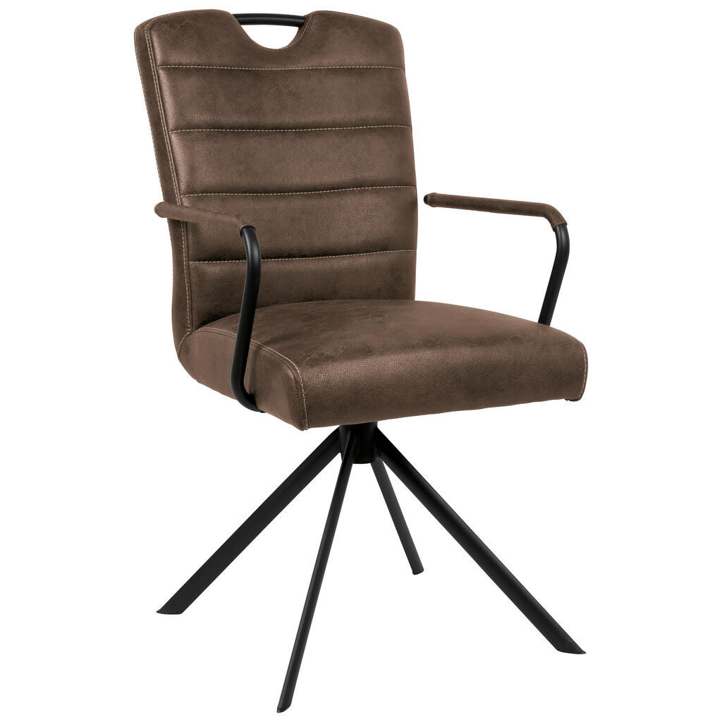 Ambia Home STOLIČKA S PODRÚČKAMI, mikrovlákno, hnedá, čierna