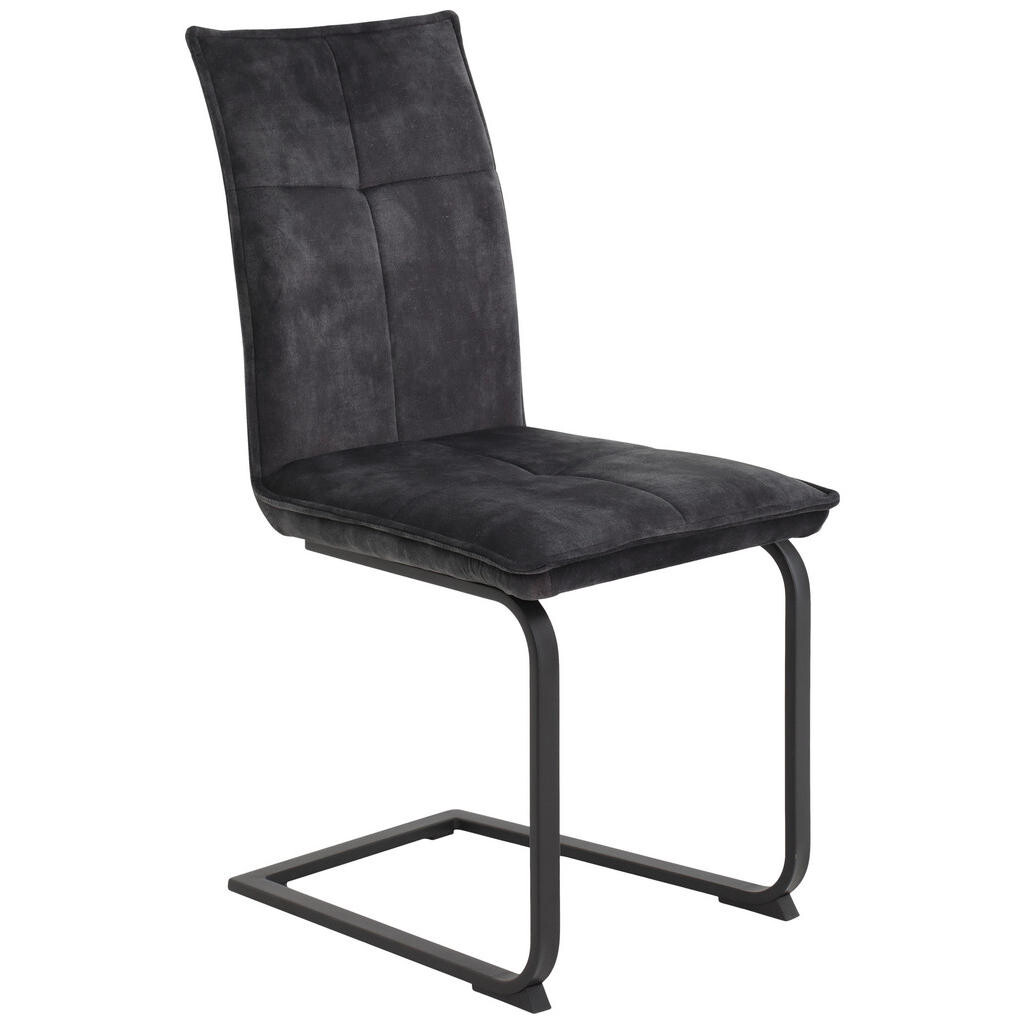 Carryhome STOLIČKA S PRUŽNÝM PODNOŽÍM, zamat, velúr, antracitová