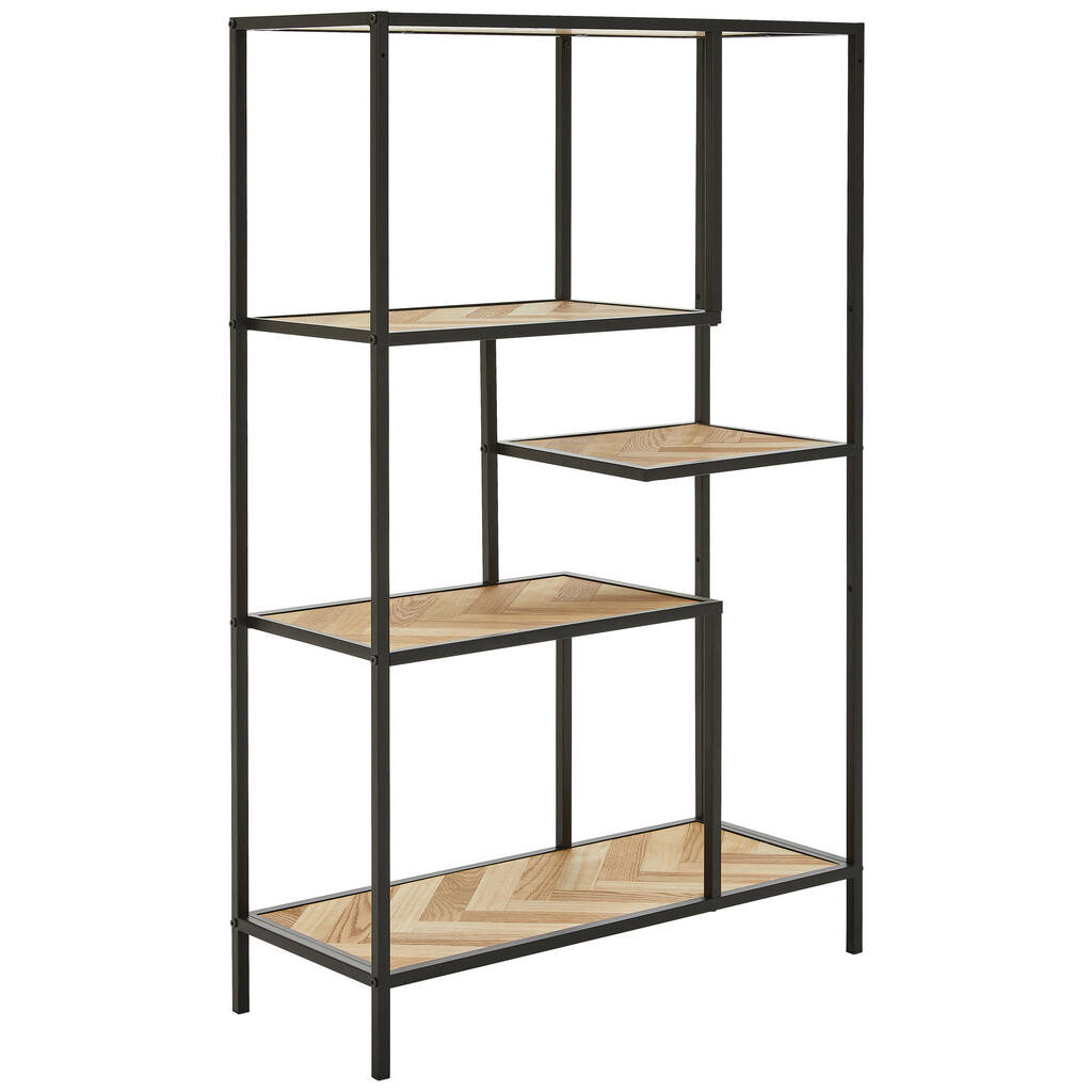 MID.YOU REGÁL, prírodná farba, čierna, železo, jedľa, 76/121/32 cm