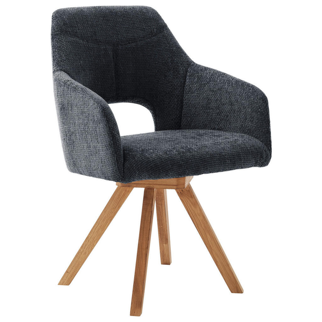 Voleo STOLIČKA S PODRÚČKAMI, tkaná textília, antracitová, divoký dub