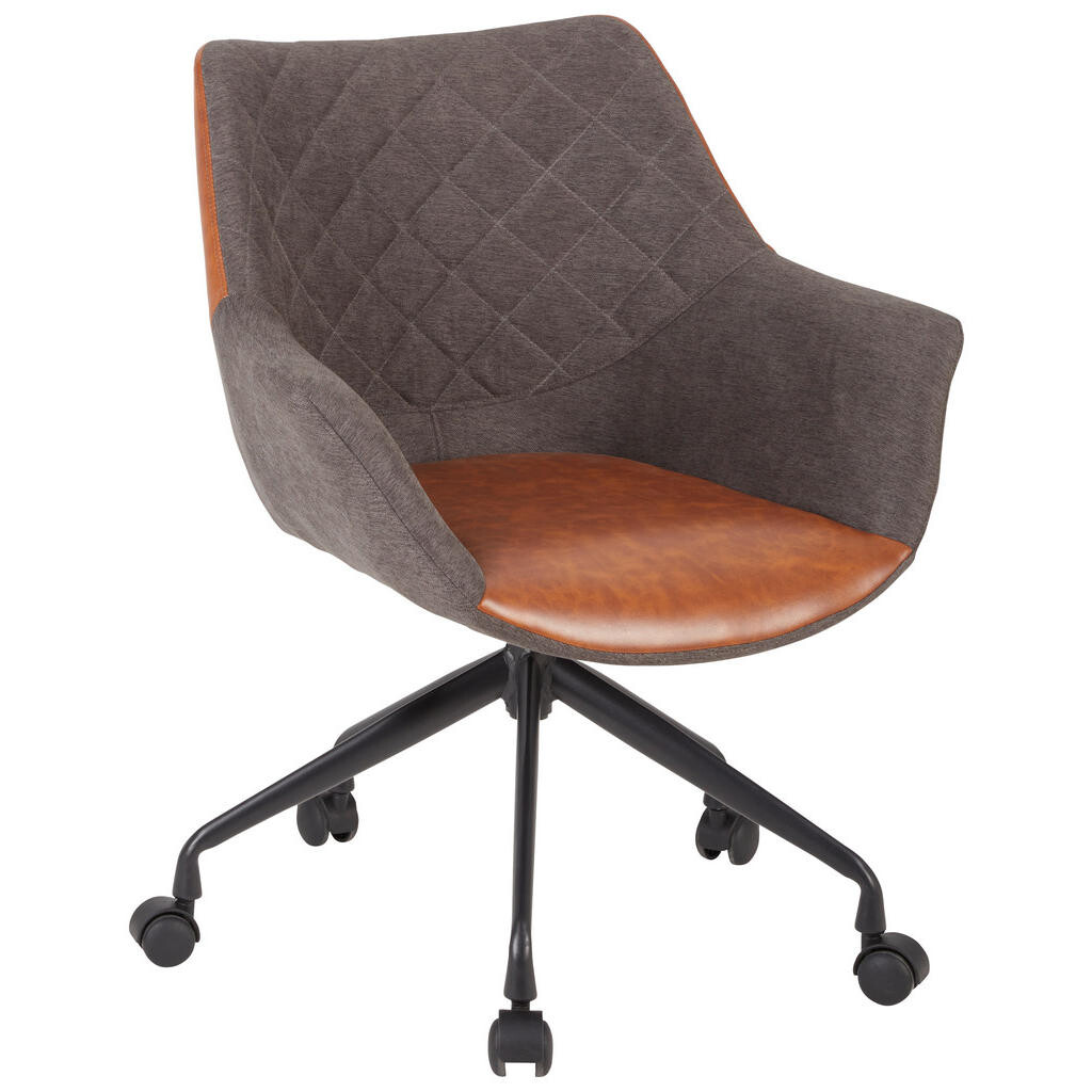 Carryhome OTOČNÁ STOLIČKA PRE MLÁDEŽ, kožený vzhľad, tkaná textília, hnedá, sivá, čierna