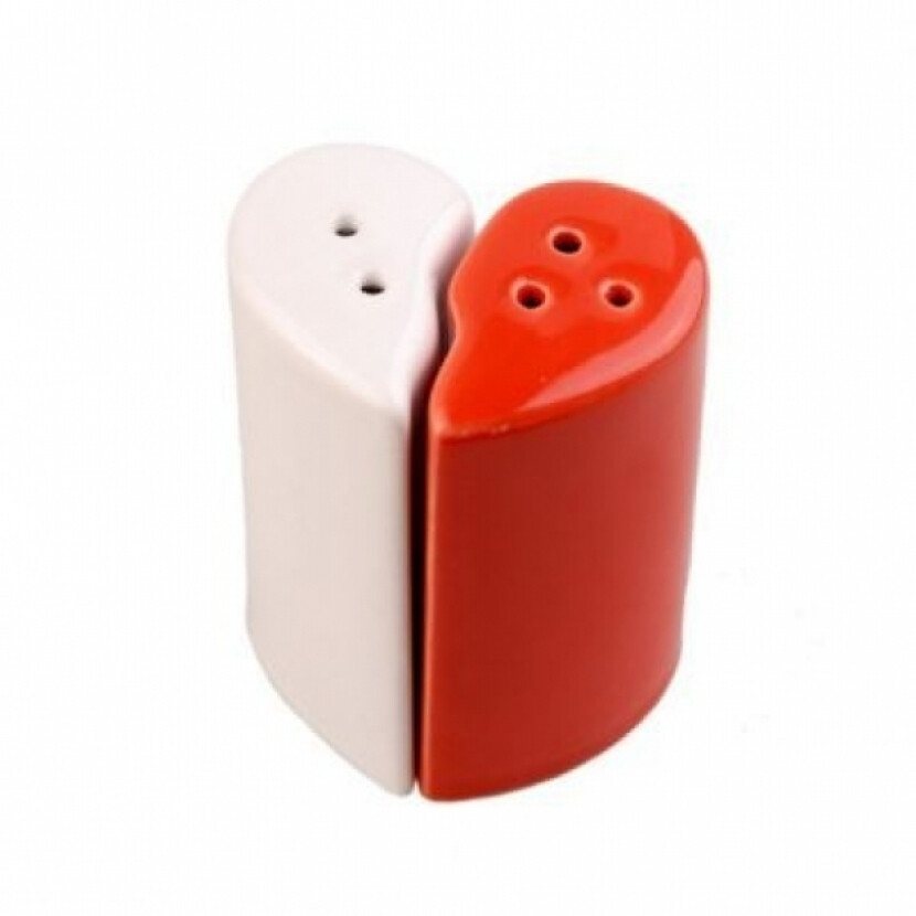 Srdce Soľnička a korenička - červené-biele