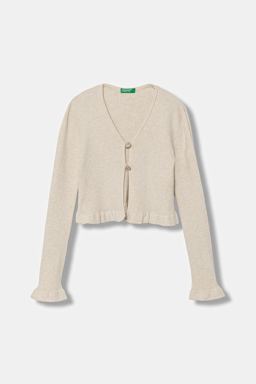 Detský kardigan s prímesou vlny United Colors of Benetton béžová farba, ľahký, 1J1CC601V