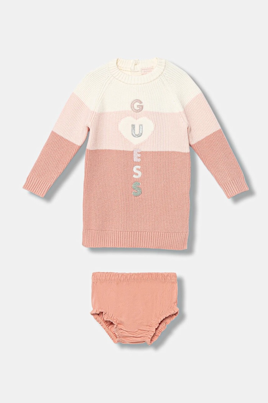 Šaty pre bábätká Guess ružová farba, mini, rovný strih, A5BK07 Z3FU0