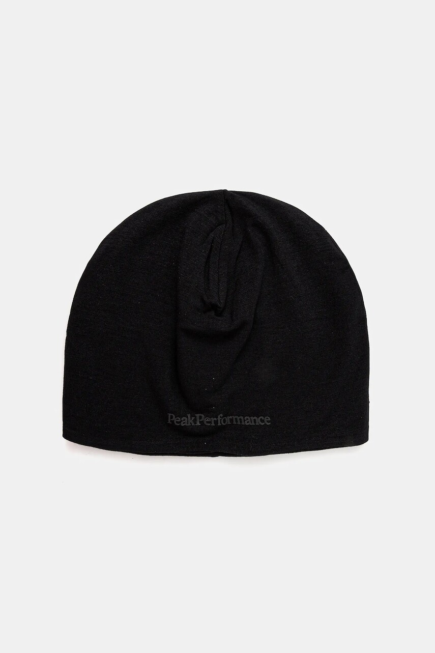 Čiapka s prímesou vlny Peak Performance čierna farba, G80922