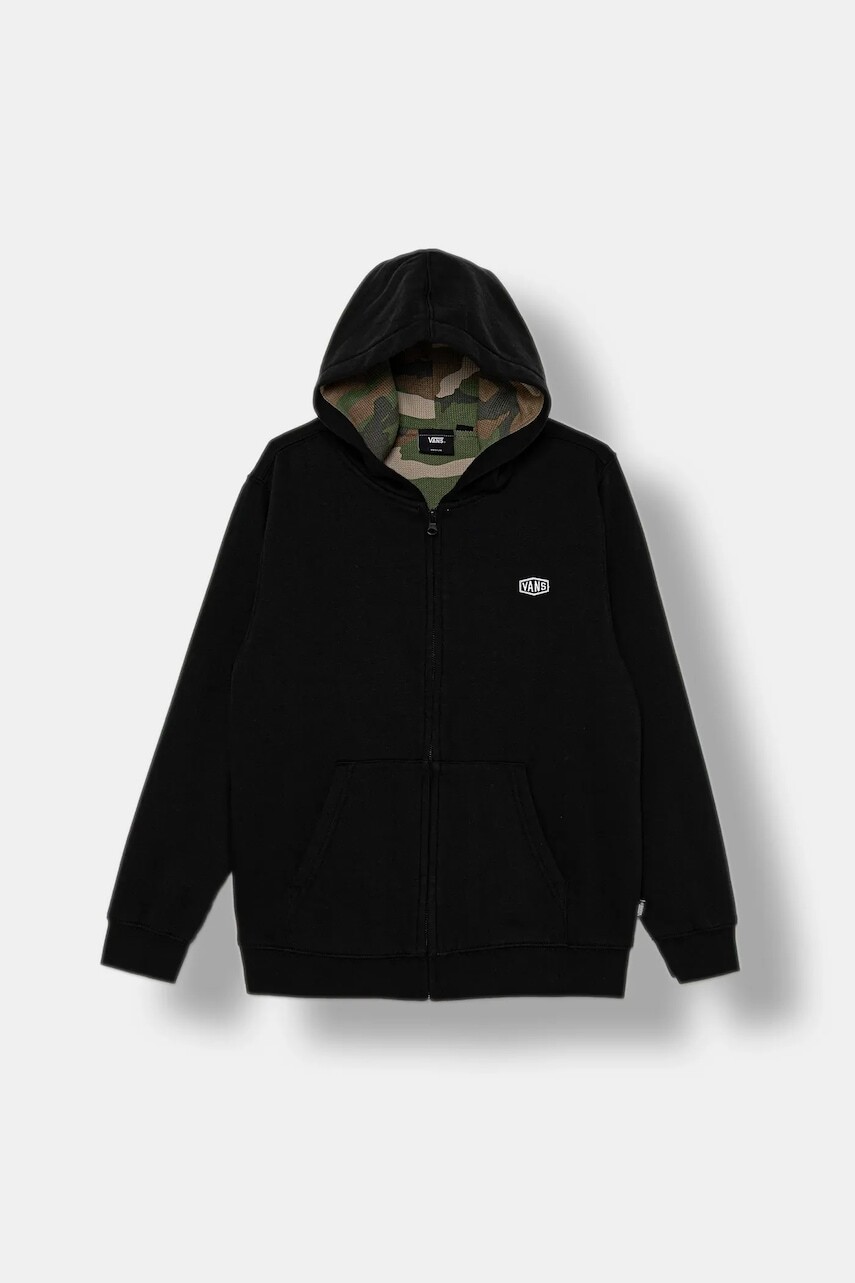 Detská mikina Vans Dover Thermal Lined Full Zips čierna farba, s kapucňou, jednofarebná, VN000PX8LUT1