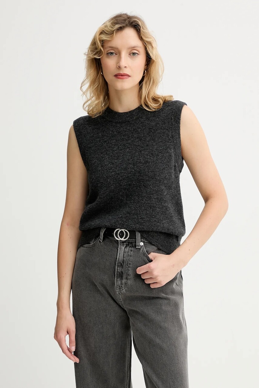 Vesta s prímesou vlny Marc O'Polo šedá farba, ľahké, 5000006924