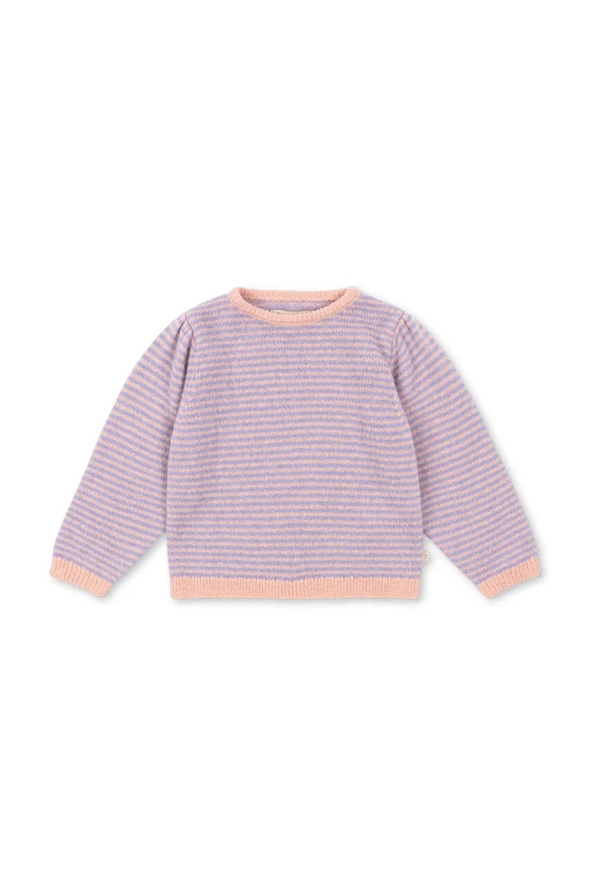 Detský sveter z alpaky Konges Sløjd BERLE PUFF KNIT SWEATER fialová farba, ľahké, KS103720