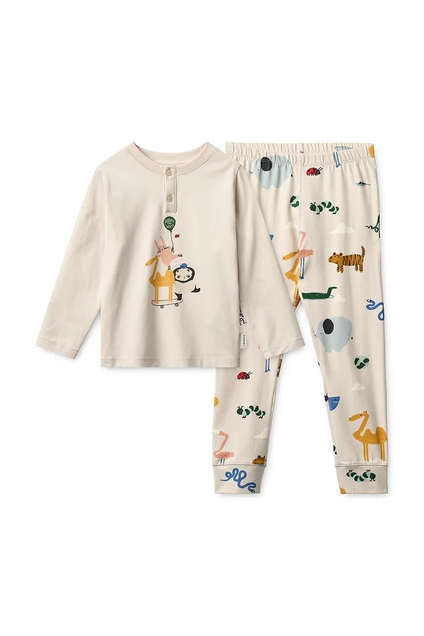 Detské pyžamo Liewood Wilhelm Printed Pyjamas Set béžová farba, vzorovaná, LW20674