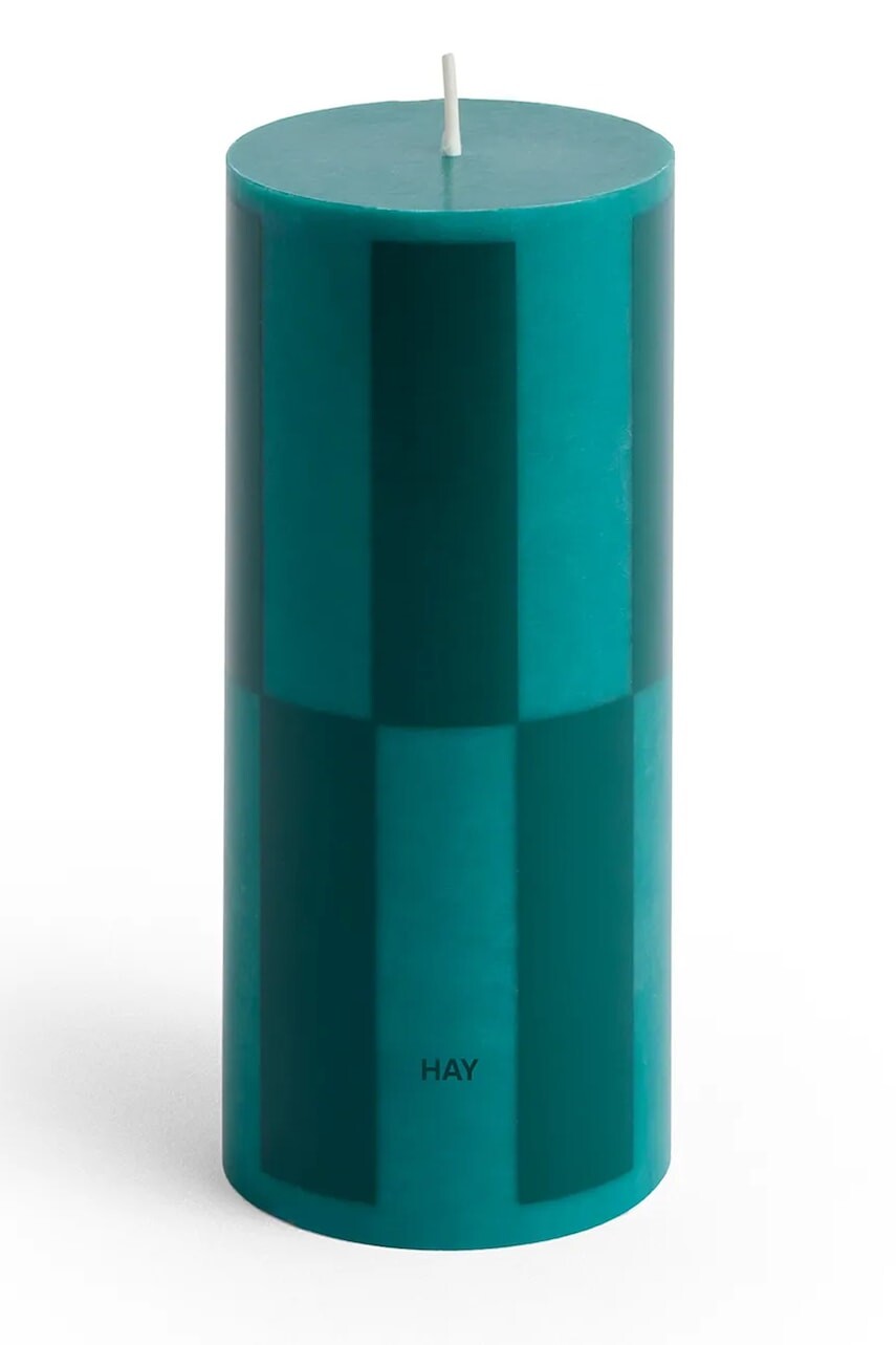 Ozdobná sviečka HAY Column Candle 6,5 x 15 cm tyrkysová farba