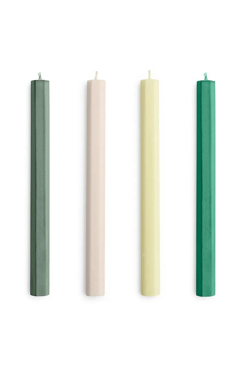 Sada sviečok HAY Hexagon Candle 2,2 x 24 cm 4-pak zelená farba