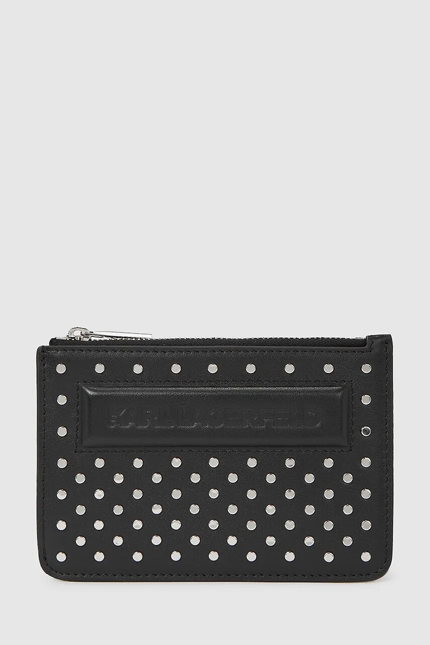 Kožená peňaženka Karl Lagerfeld IKON čierna farba, A4W32028