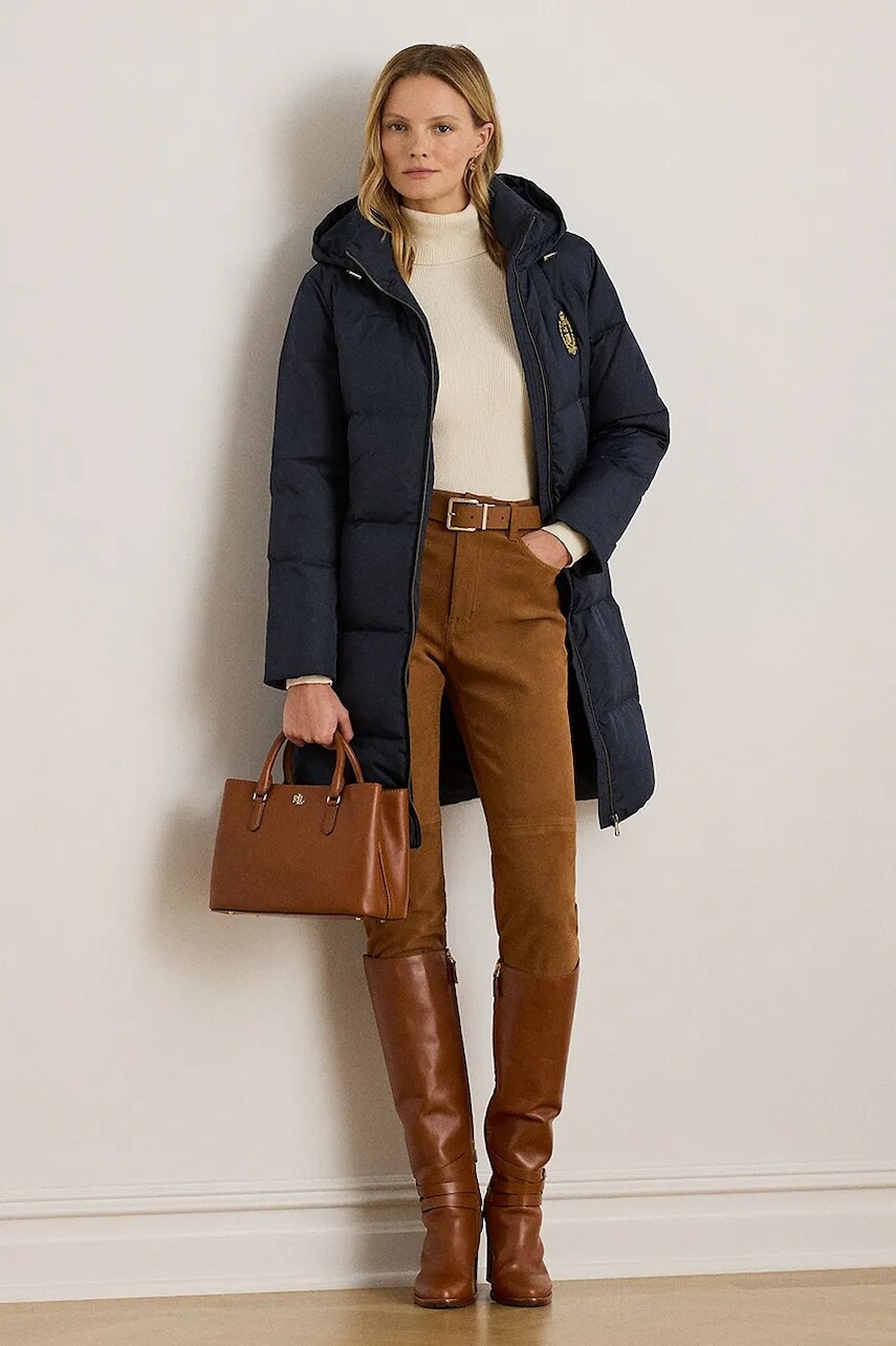 Kabát Lauren Ralph Lauren tmavomodrá farba, 297P04126