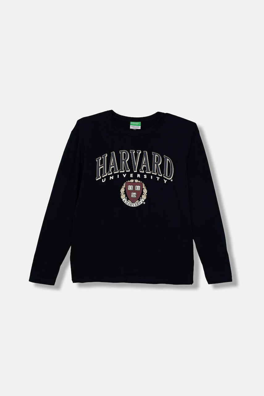 Detská bavlnená košeľa s dlhým rukávom United Colors of Benetton tmavomodrá farba, vzorovaná, 3IVWC10PW