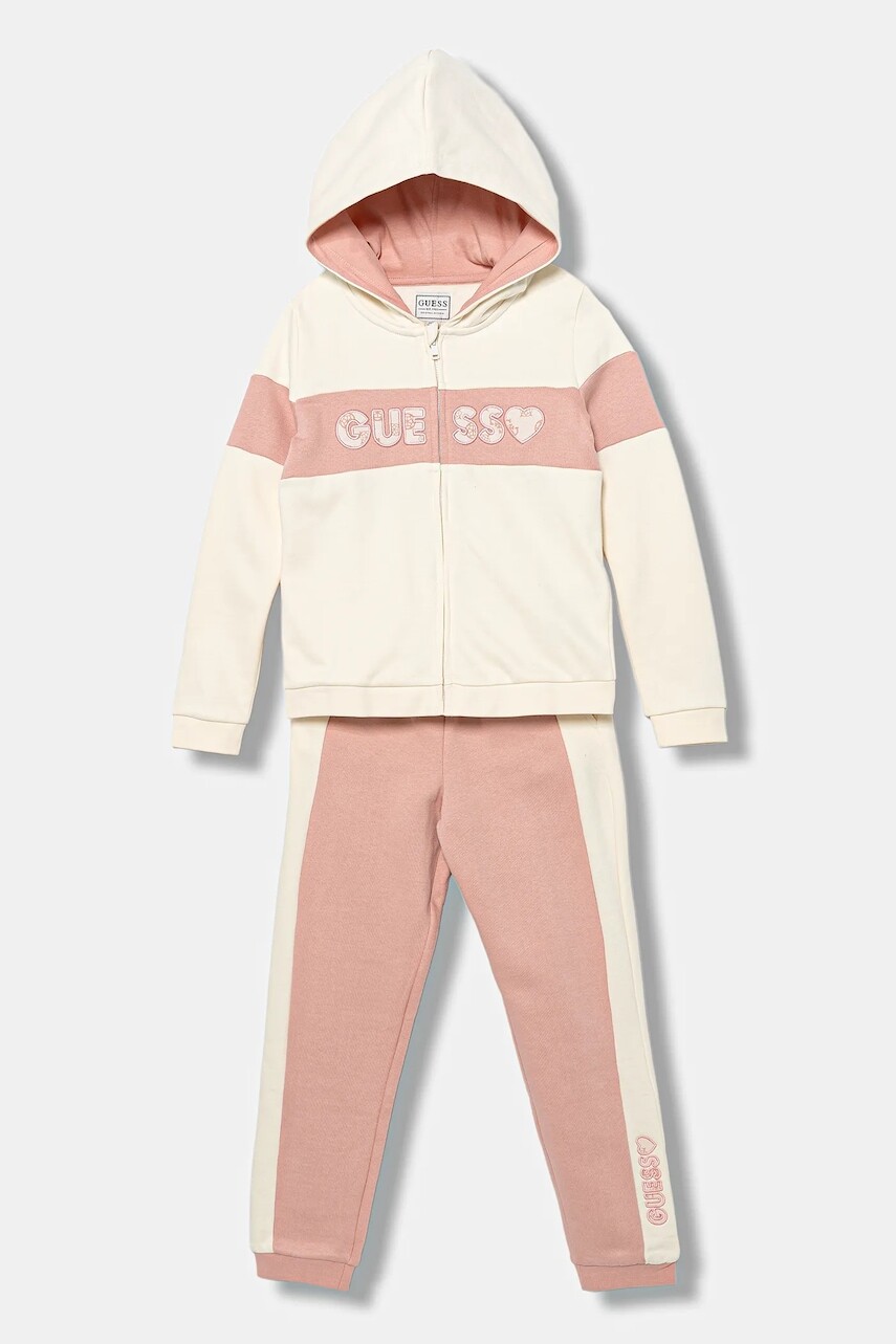Detská bavlnená tepláková súprava Guess ružová farba, K5BG04 KAV34
