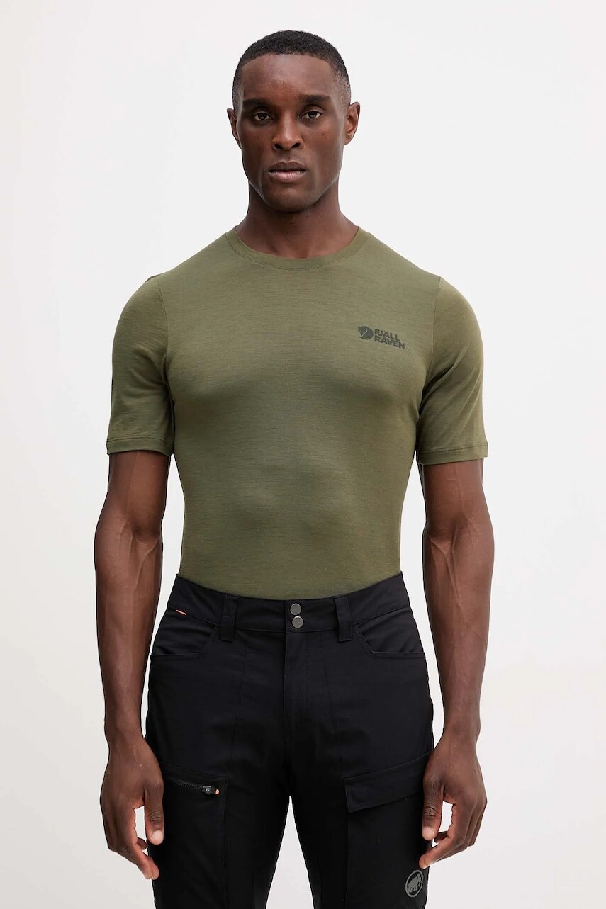 Športové tričko Fjallraven Abisko zelená farba, jednofarebné, F86977-625