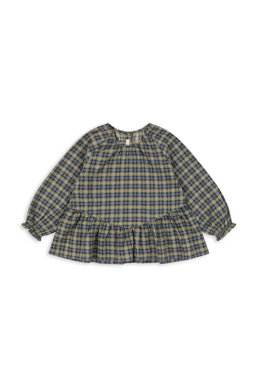 Detská blúzka Konges Sløjd TERRE BLOUSE GOTS tyrkysová farba, vzorovaná, KS104011