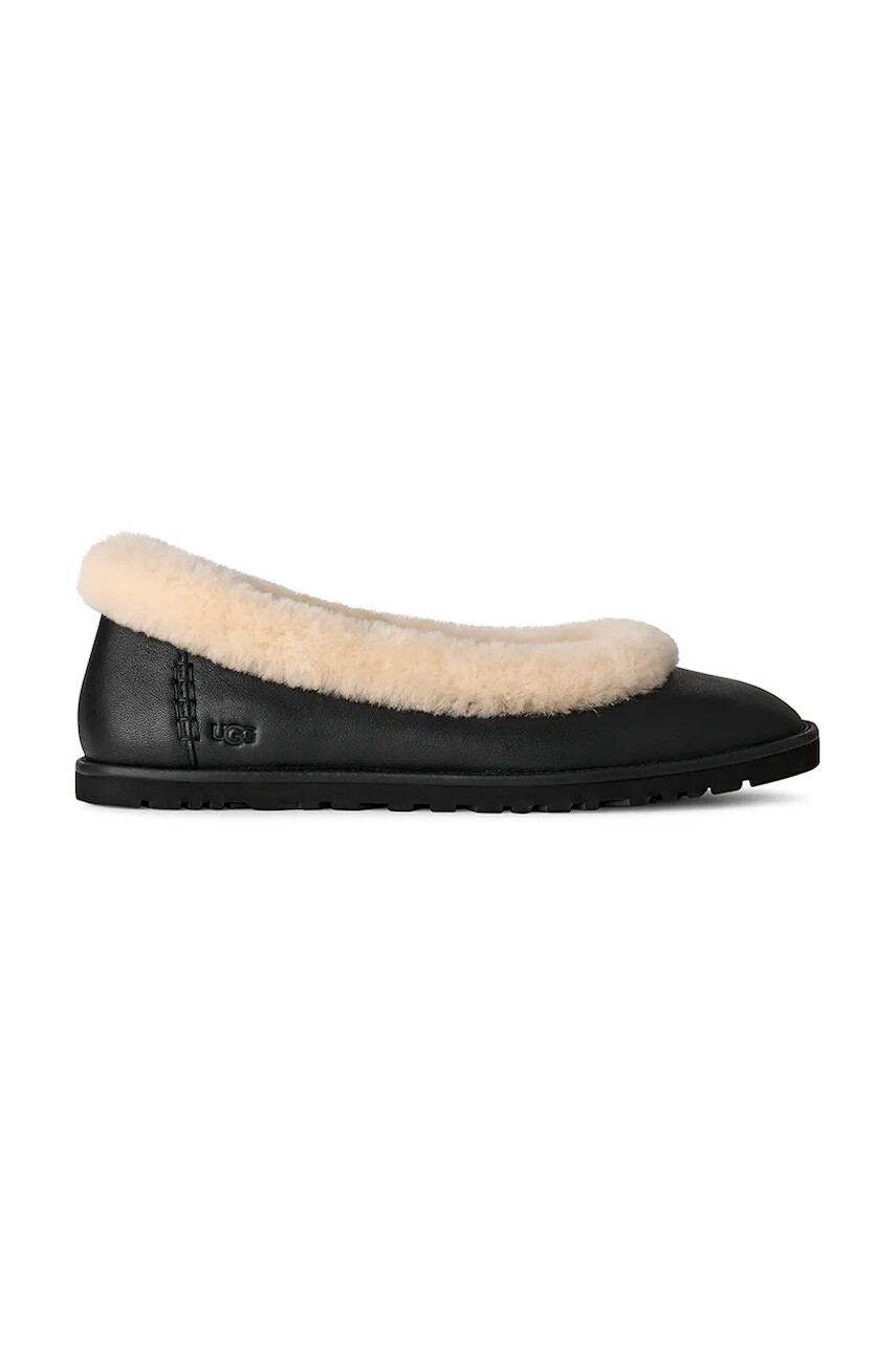 Kožené balerínky UGG Zora Leather Ballet Flat čierna farba, 1178450.BLK