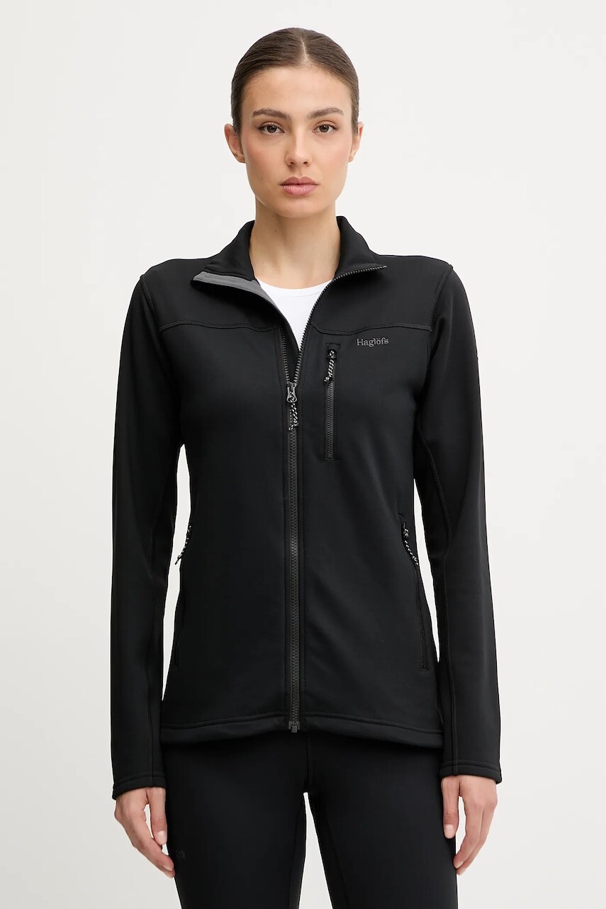 Športová mikina Haglöfs Rosson čierna farba, jednofarebná, 607606