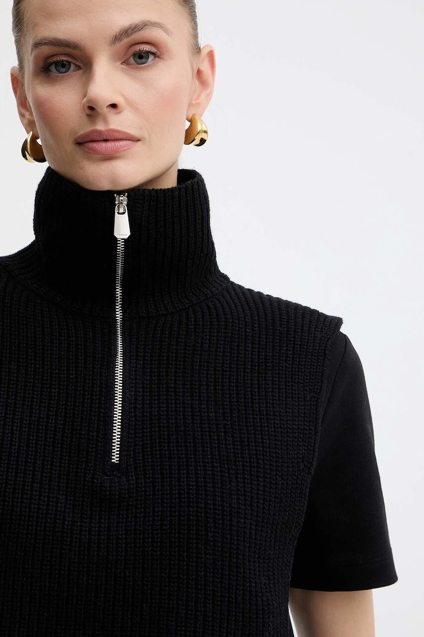 Šál typu komín s prímesou vlny Pinko čierna farba, jednofarebný, 105994 A2Z4