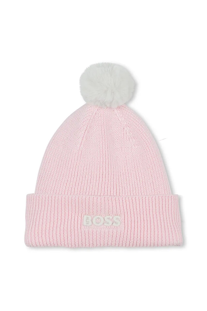 Detská bavlnená čiapka BOSS ružová farba biela, J52718