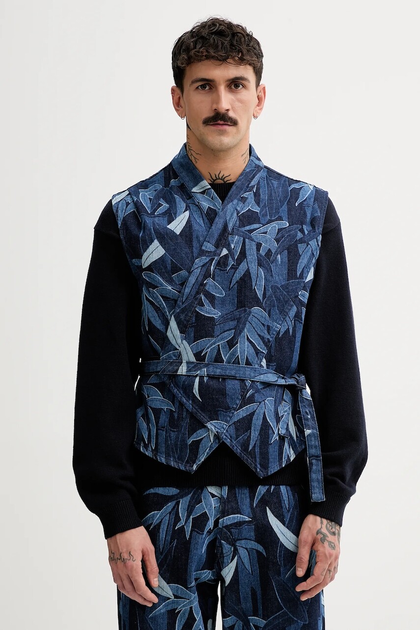 Rifľová vesta Kenzo pánska, tmavomodrá farba, prechodná, FF55DV0026P1.DM