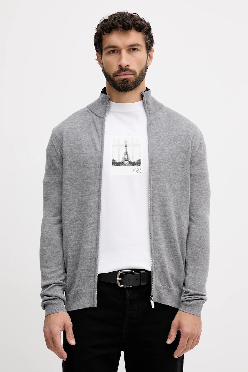 Vlnený sveter Karl Lagerfeld šedá farba, 554399.655004