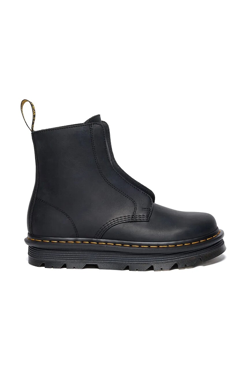 Kožené členkové topánky Dr. Martens ZebZag Laceless čierna farba, na plochom podpätku, jemne zateplené, DM42653001