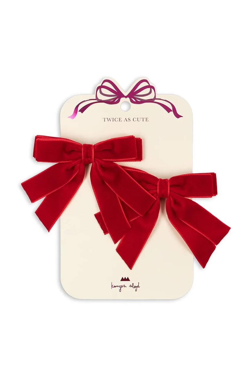 Sponky Konges Sløjd 2 PACK VELVET DOUBLE BOW HAIR CLIPS 2-pak KS104185