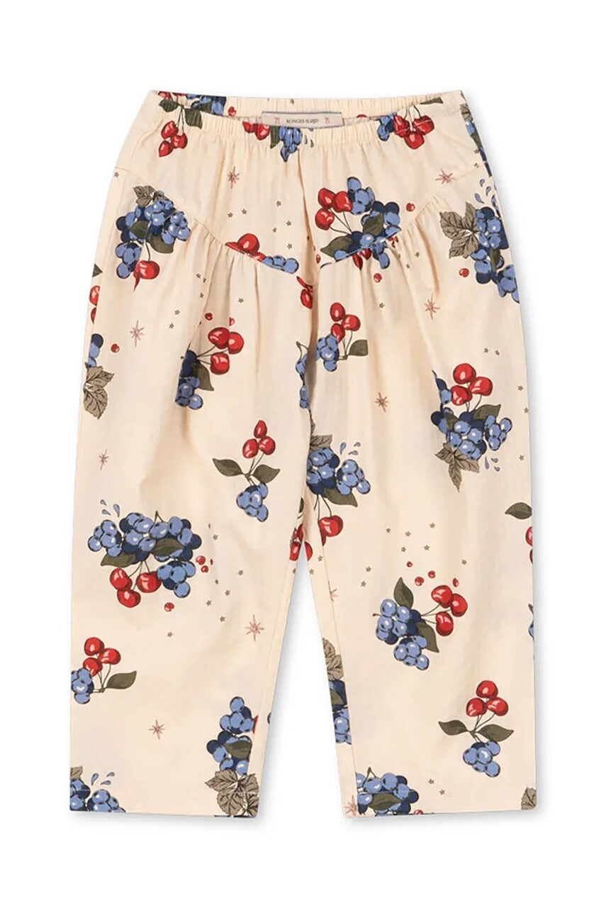 Detské bavlnené nohavice Konges Sløjd AVI PANTS GOTS béžová farba, vzorované, KS104204