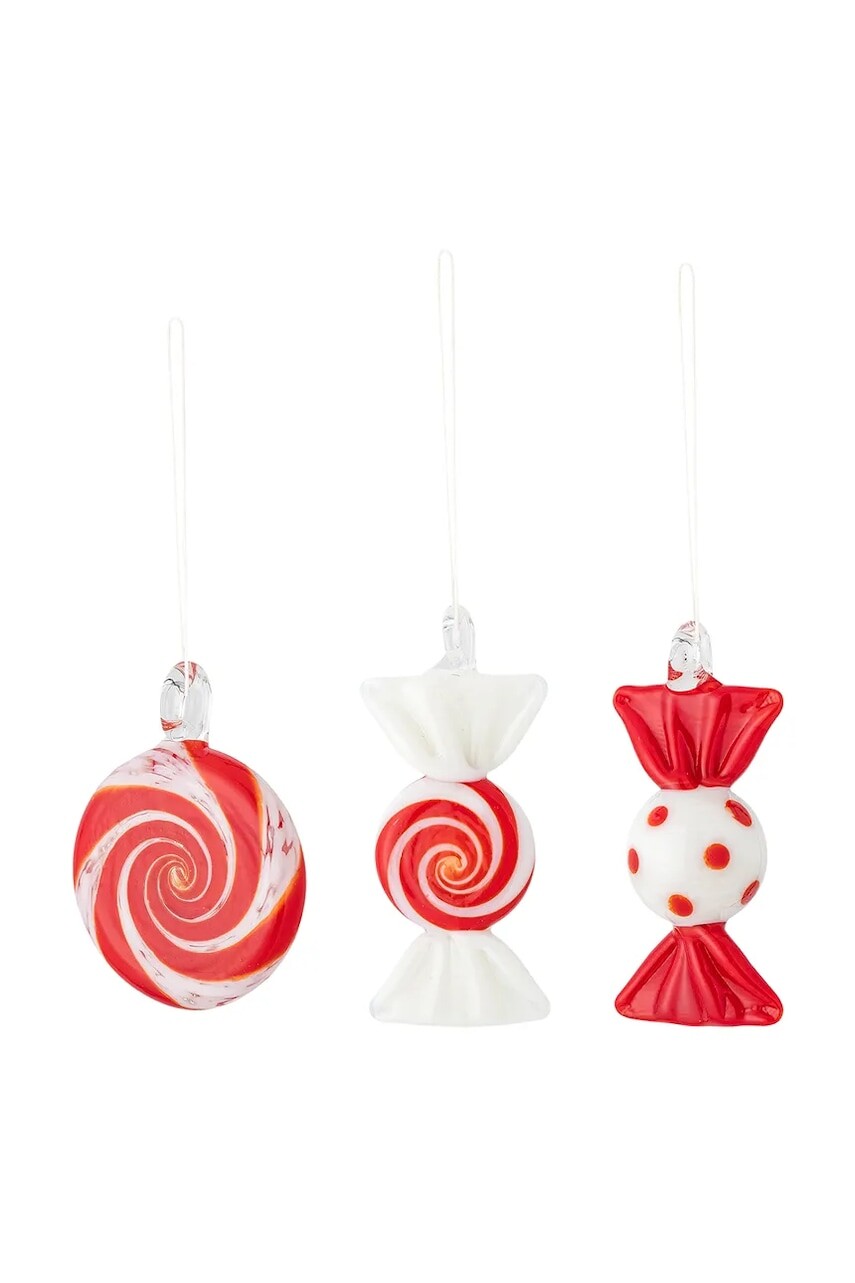 Vianočná ozdoba Bloomingville Festive Ornament 4 x 6 x 2,5 cm 3-pak červená farba