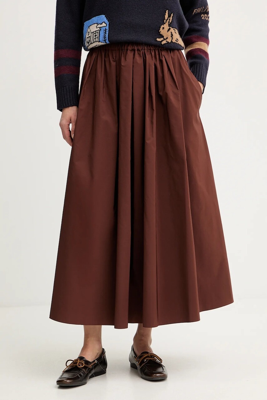 Sukňa Weekend Max Mara BRUNO hnedá farba, midi, áčkový strih, 2525106023600