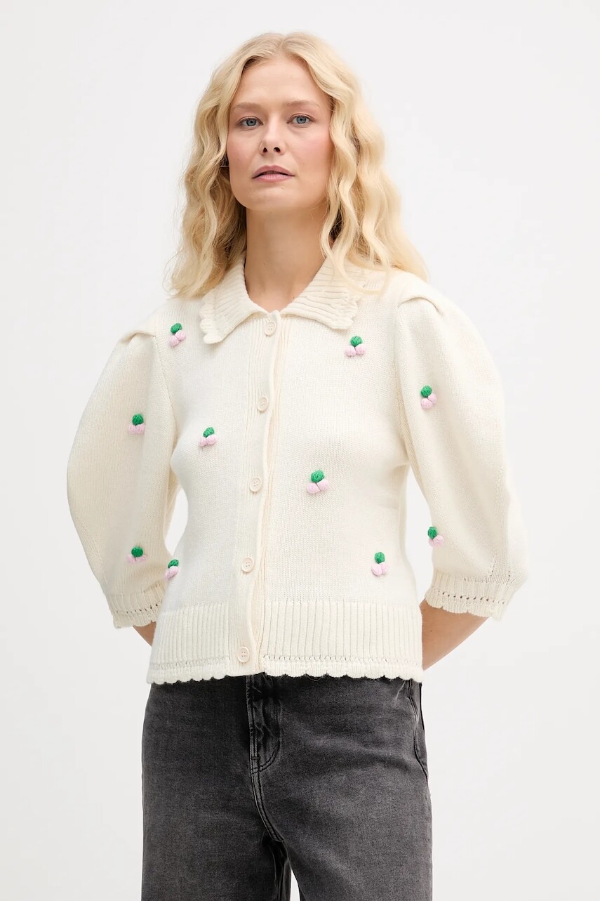 Kardigan s prímesou vlny Stine Goya 0 béžová farba, SG-AW25-K044-2359