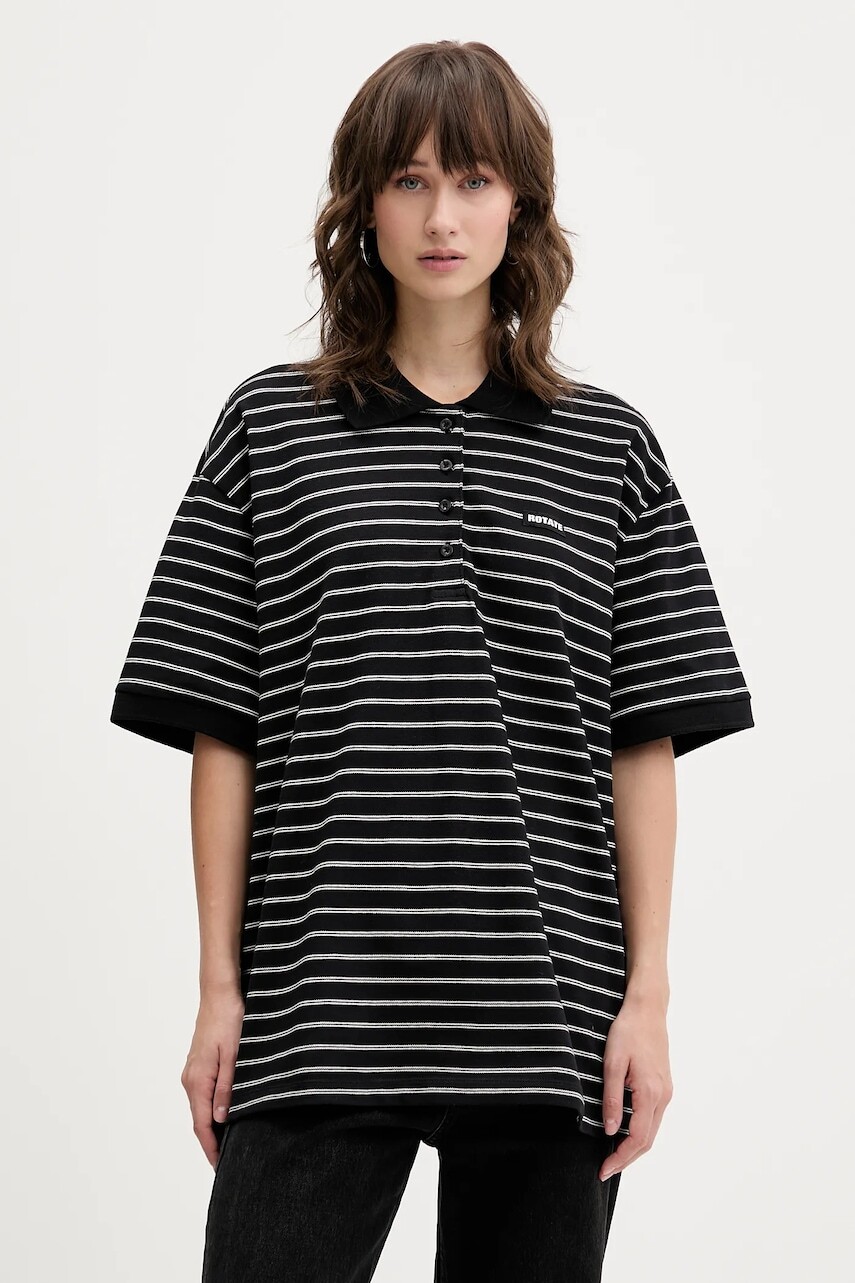 Bavlnené polo tričko Rotate čierna farba, 115643000