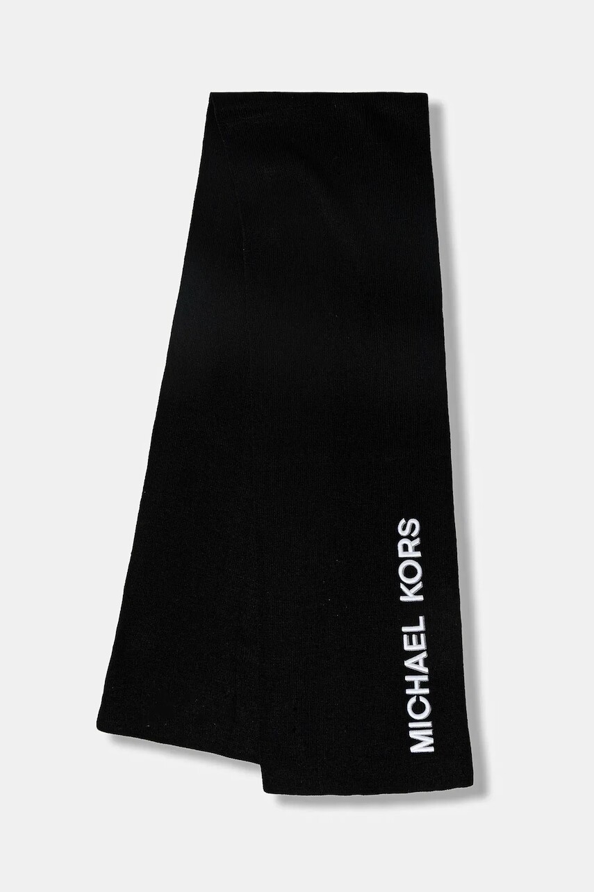 Šál Michael Kors čierna farba, s nášivkou, MKMC542078