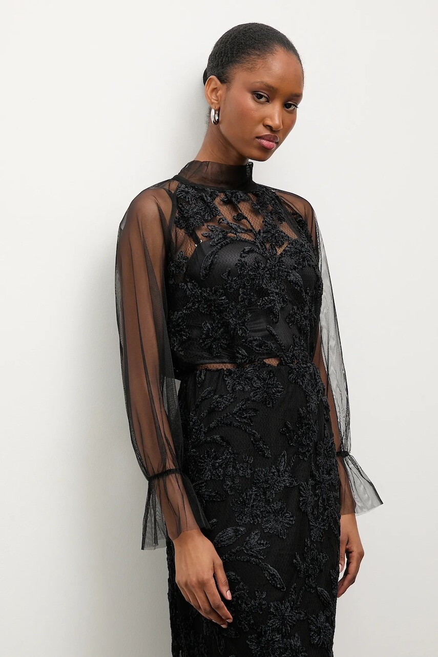 Blúzka Answear.LAB čierna farba, kvetované