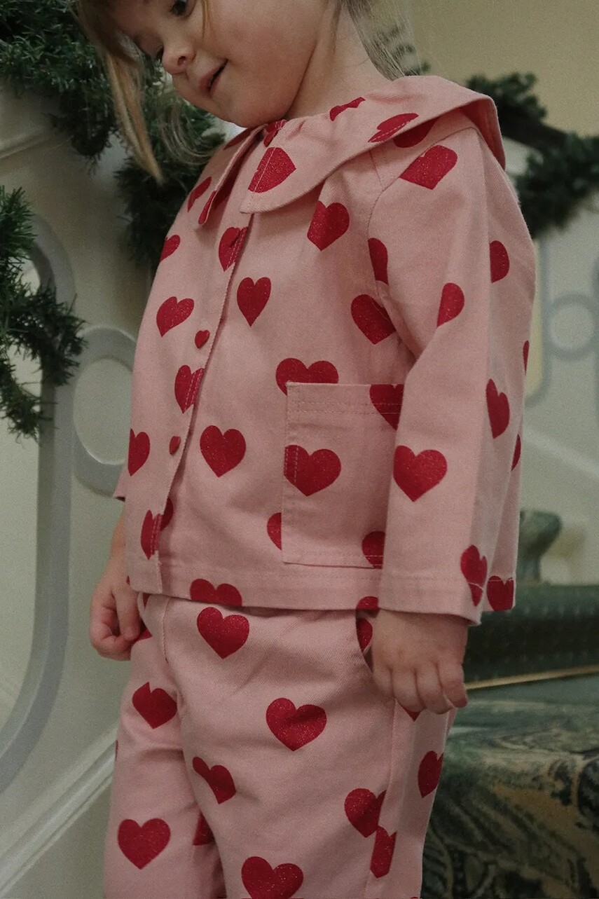 Detská rifľová bunda Konges Sløjd MAGOT COLLAR JACKET GOTS ružová farba, KS104356