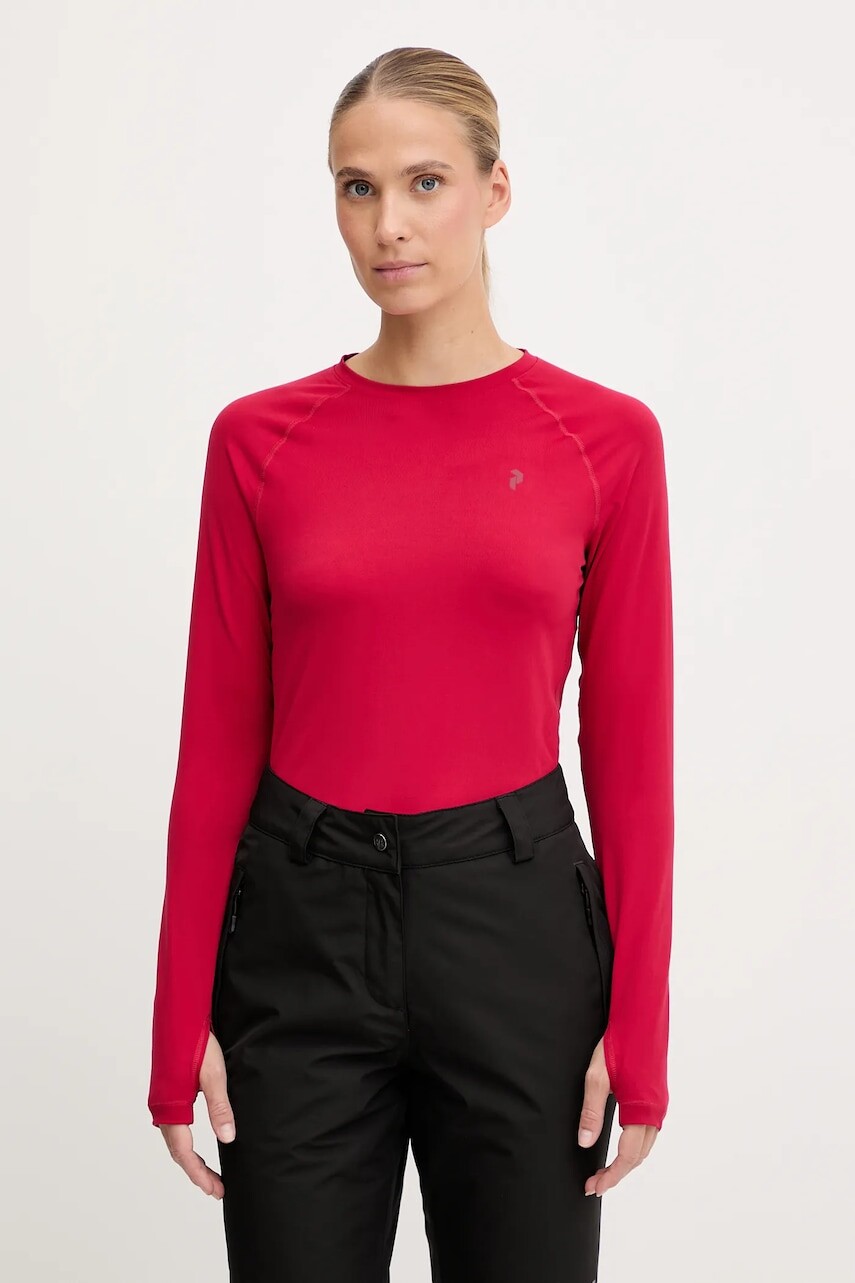 Funkčné tričko s dlhým rukávom Peak Performance Spirit červená farba, G79755