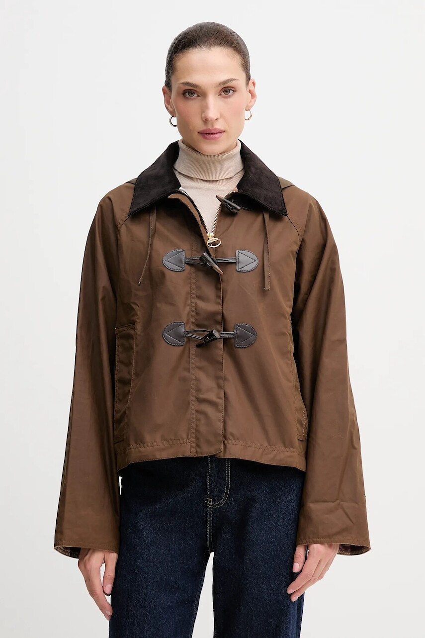 Bavlnená bunda Barbour MYRA hnedá farba, prechodná, LWX1489