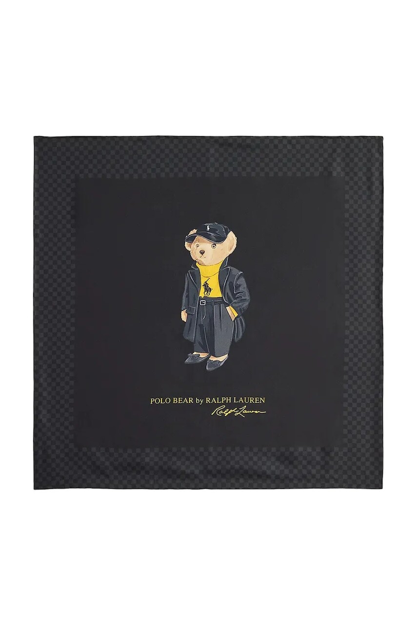 Hodvábna šatka Polo Ralph Lauren čierna farba, vzorovaná, 455P04667