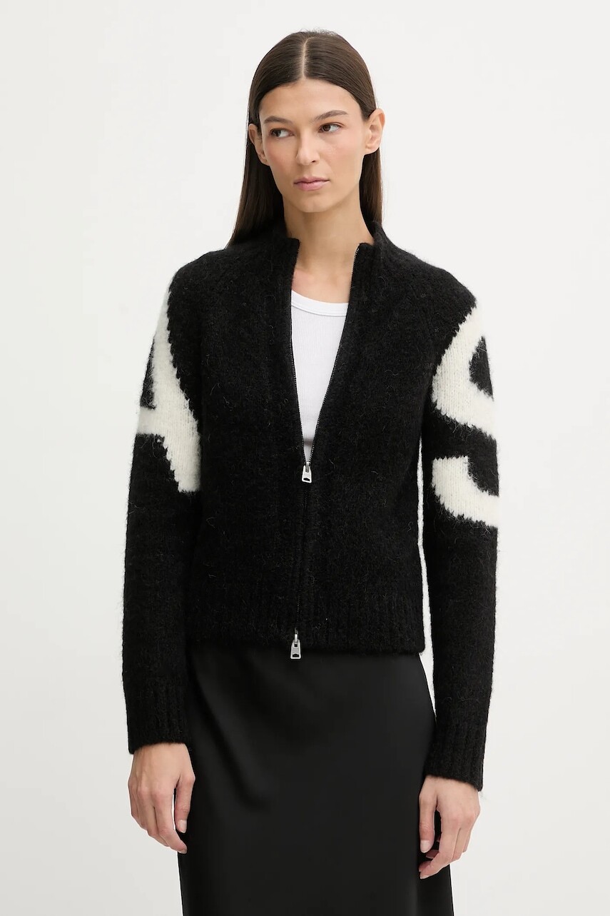 Kardigán s prímesov alpaky AllSaints SYLVIE čierna farba, W039KD