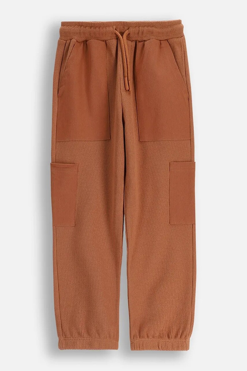 Detské bavlnené nohavice Coccodrillo hnedá farba, jednofarebná, YETI BOY KIDS