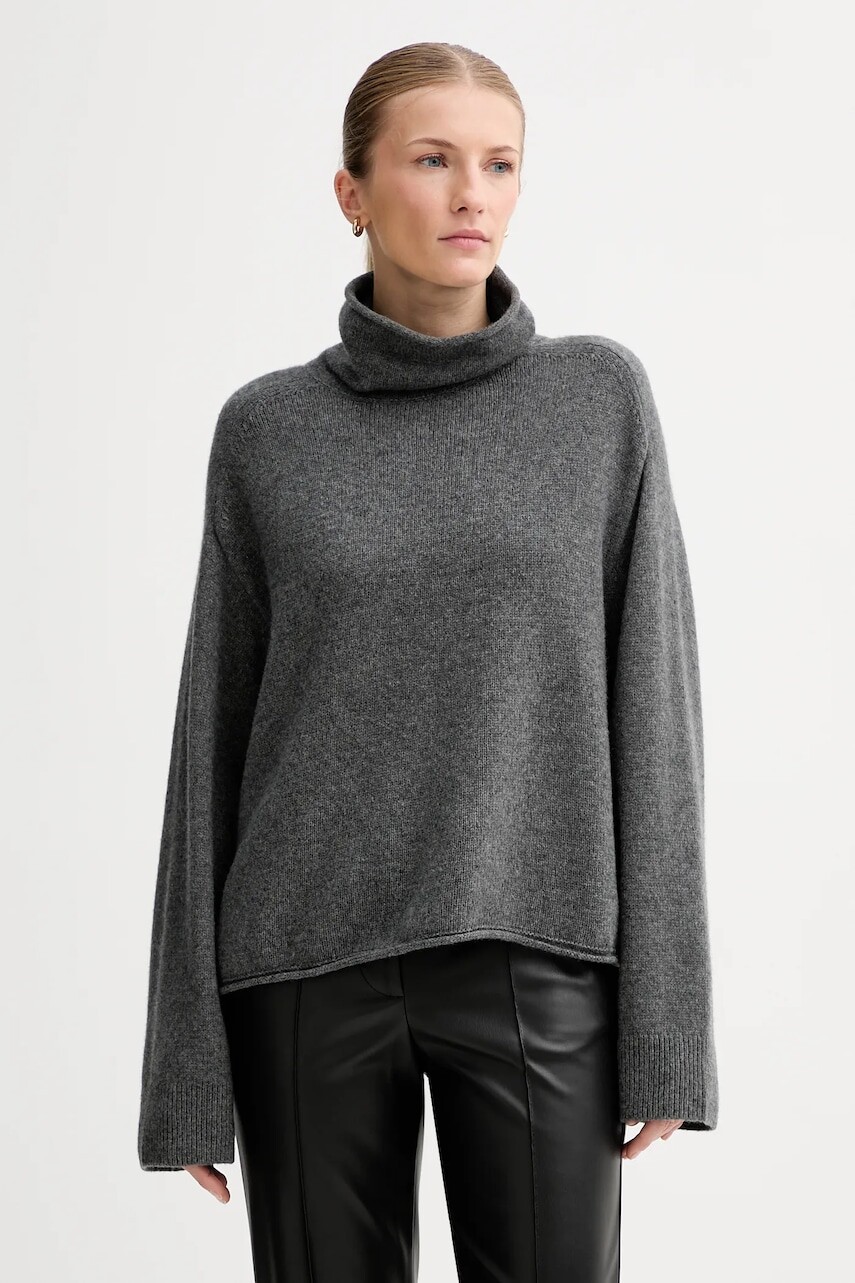 Sveter s prímesou vlny Marc O'Polo šedá farba, s rolákom, M10609060267