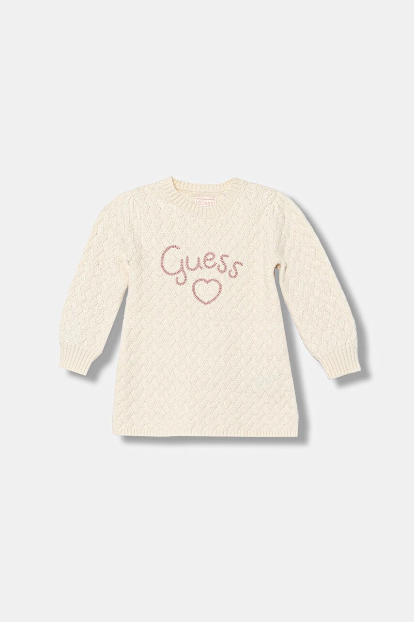 Dievčenské šaty Guess béžová farba, mini, áčkový strih, K5BK20 Z0850